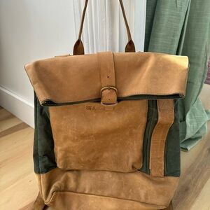 Sifa Threads Green Canvas and Leather Backpack